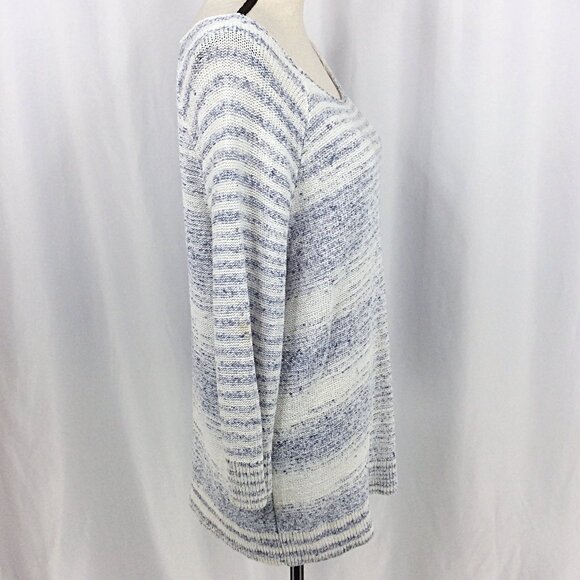 Gap Sweater Womens Size Large Blue White Marled Raglan 3/4 Sleeve - Picture 2 of 9